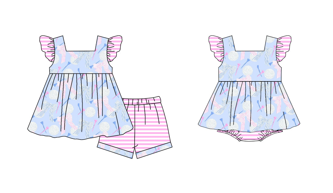 3.10 custom each style moq 5eta 4-6week Sibling Sister bow baseball baby girl short sleeve shorts sets and romper match design