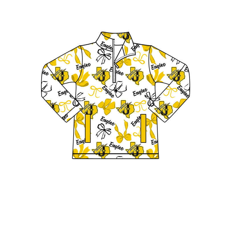 Custom moq 5 mix size milk silk summer teams baby girls clothes bow yellow hooded long sleeve pants sets and dress and top and hooded top and pant-25.8.12