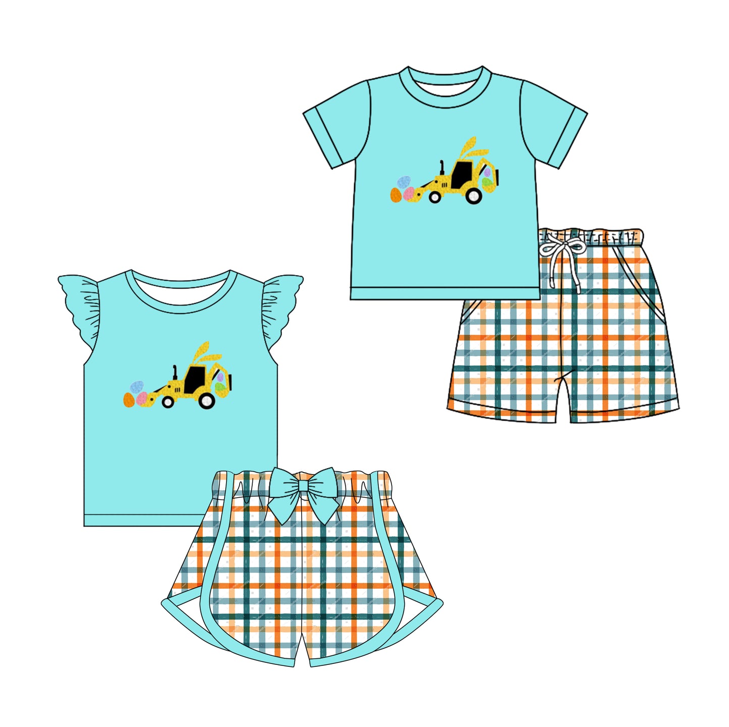 11.15 custom each style moq 5eta 4-6week Sibling Sister baby girl short sleeve shorts sets 1 and sets 2 match design
