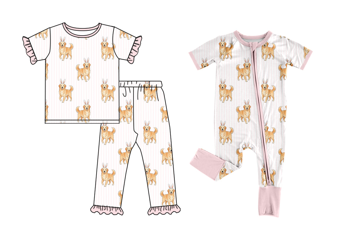 25.12.17 custom each style moq 5 eta 6-8week Sibling Sisters bunny puppy baby girl clothes short sleeve pants sets and romper match family design