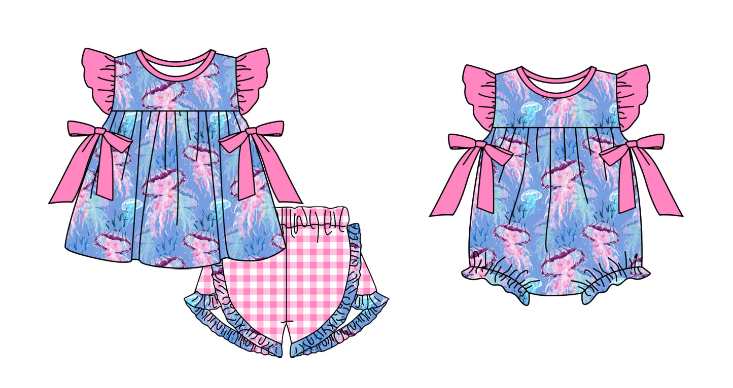 11.11 custom each style moq 5eta 4-6week Sibling Sister floral baby girl short sleeve shorts sets and rompers match design