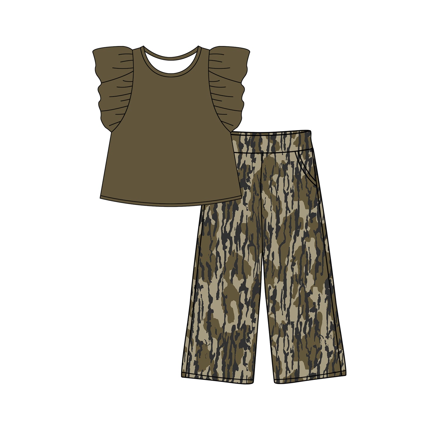 10.9 custom each style moq 5eta 4-6week baby girls clothes camouflage short sleeve pants sets