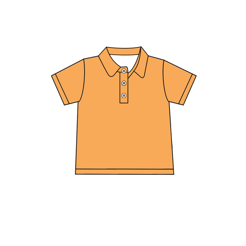 Custom moq 5 boys Blank Cotton short-sleeved polo shirt Peach Orange Short-Sleeve Polo Shirt
