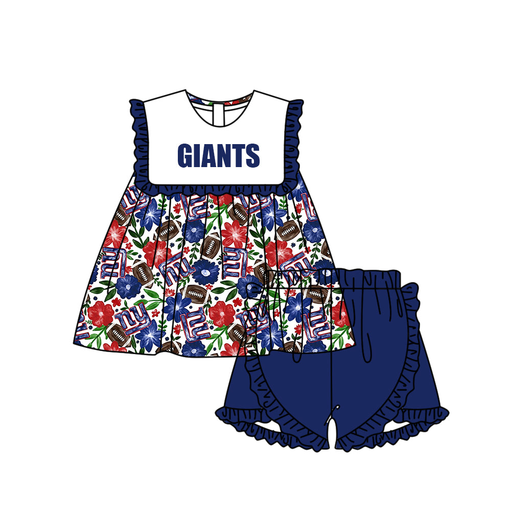 Custom moq 5 mix size milk silk summer teams Baby Girl Navy Blue Sleeveless Top And Shorts Set Sleeveless Skirt Set Yoga Dress Romper