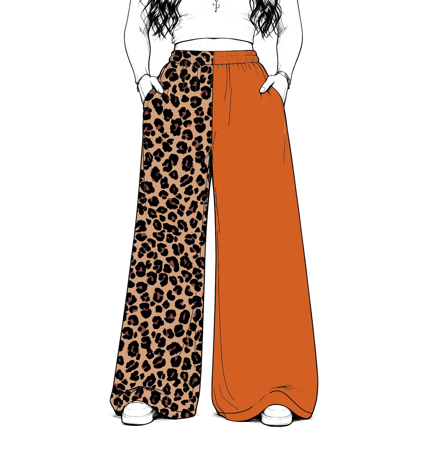 custom moq 5 mix size Baby Kids Leopard Print Orange Patchwork Team Flare Pant Casual Bottom