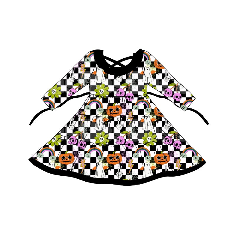 8.20 custom each style moq 5eta 4-6week baby girls clothes pumpkin long sleeve dress