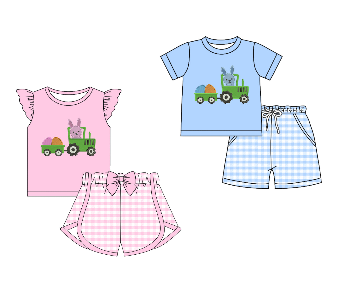 25.10.31 custom each style moq 5 eta 6-8week Sibling Sisters easter baby girl clothes short sleeve shorts sets 2 match family design
