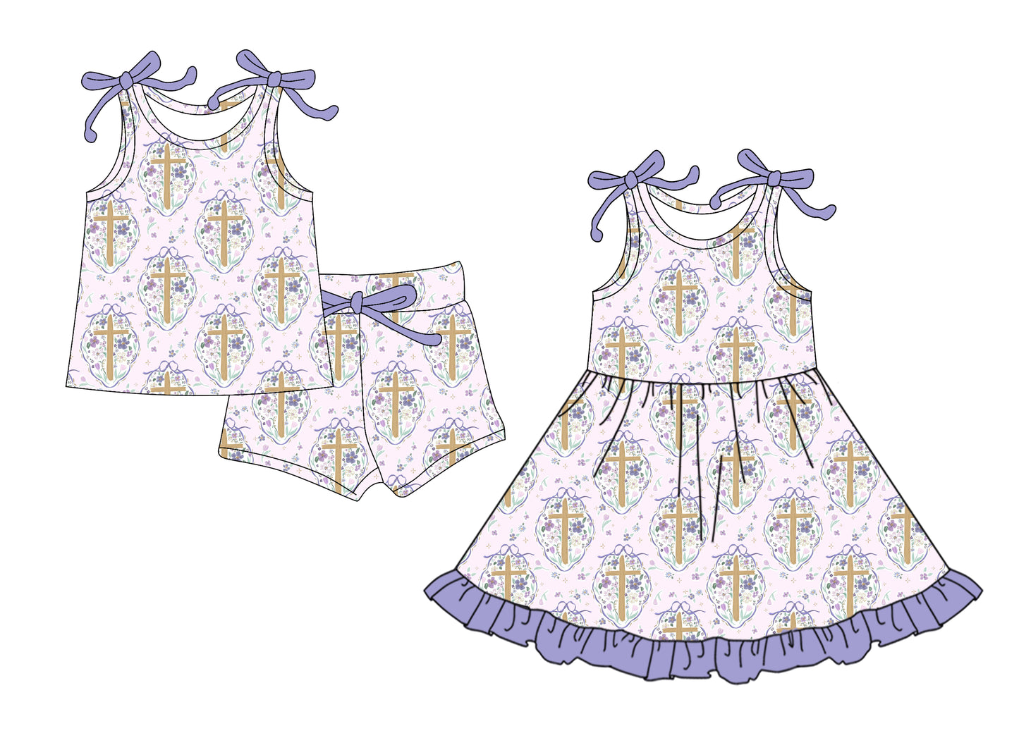 26.1.14 custom each style moq 5 eta 6-8week Sibling Sister easter baby short sleeve shorts sets and dress match design