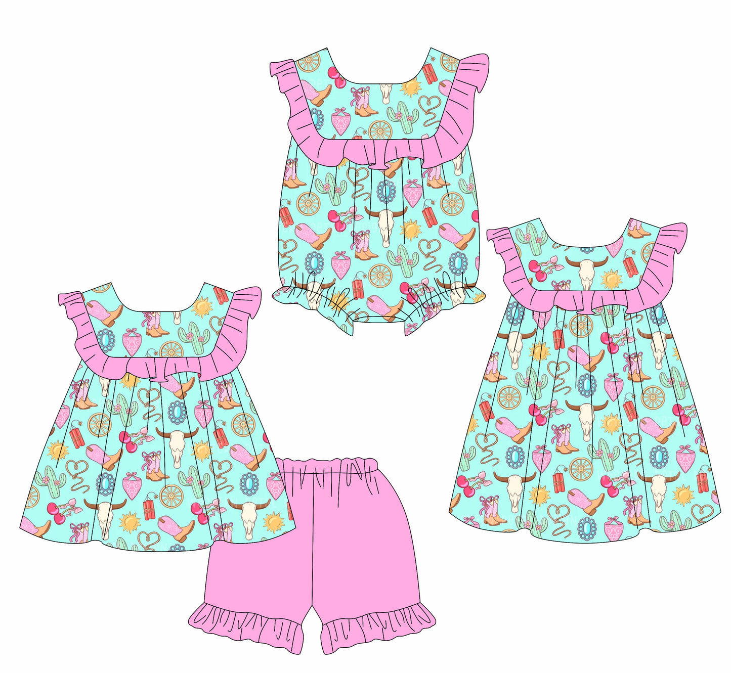 Custom moq 5 mix size Sibling Baby Girl's Sleeveless Top And Shorts Set Cute Romper Dress for Summer
