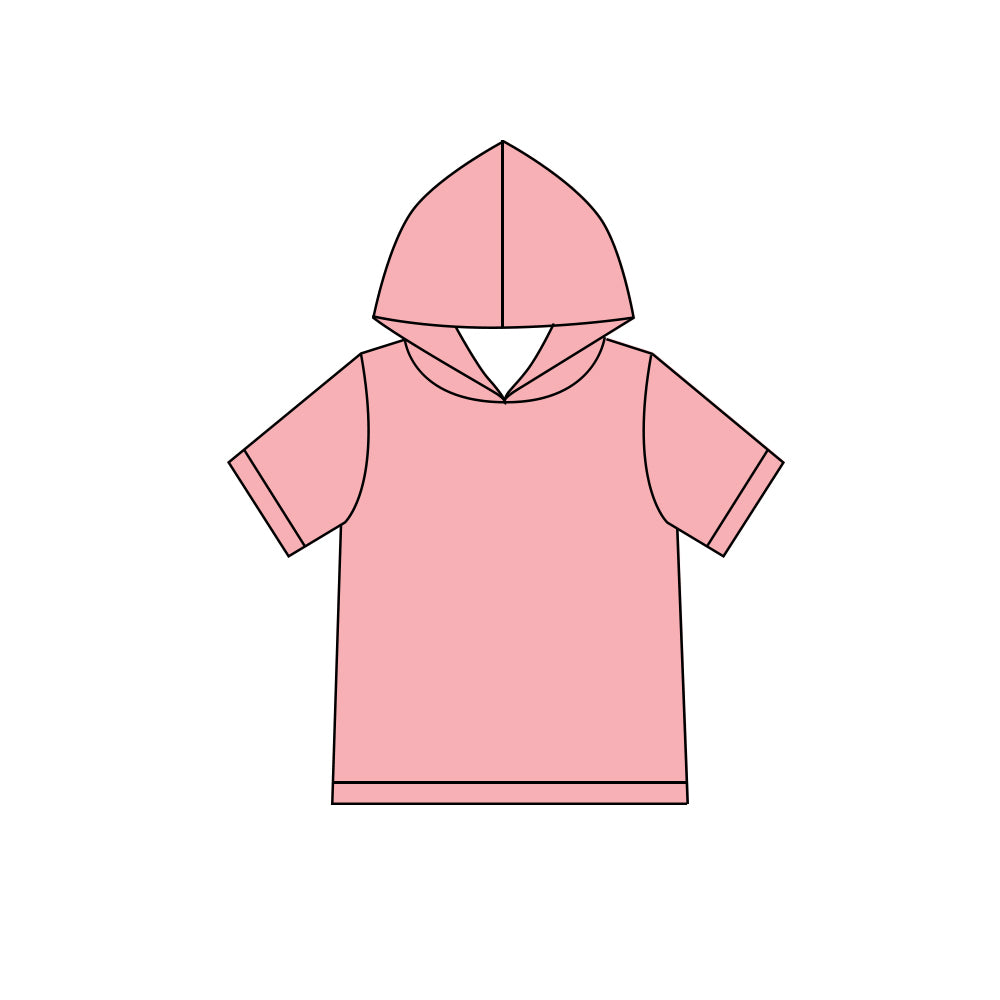 Custom moq 5 boys Blank Cotton Short Sleeve Hooded Top Light Pink Short Sleeve Hooded Top