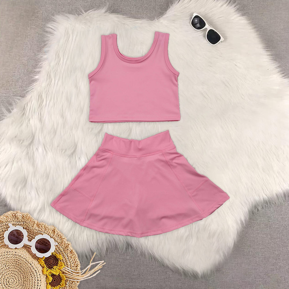 RTS NO MOQ Girls clothes yoga short sleeve Clothes Sets dress