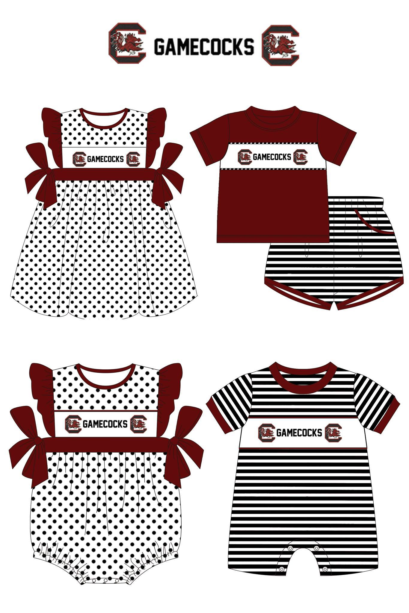 Sport team clothing custom moq 3 eta 6-8weeks Gamecocks Sister Clothes Matching sets for boys and girls(