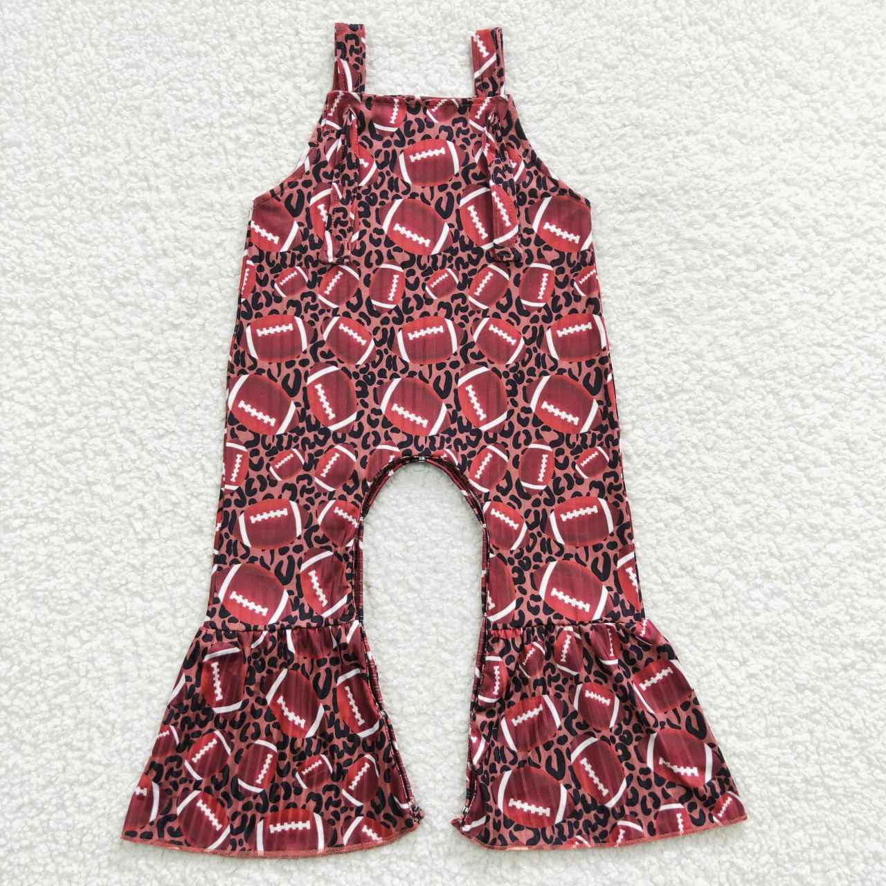 SR0364 ribbed Girls Rugby Leopard Jumpsuit