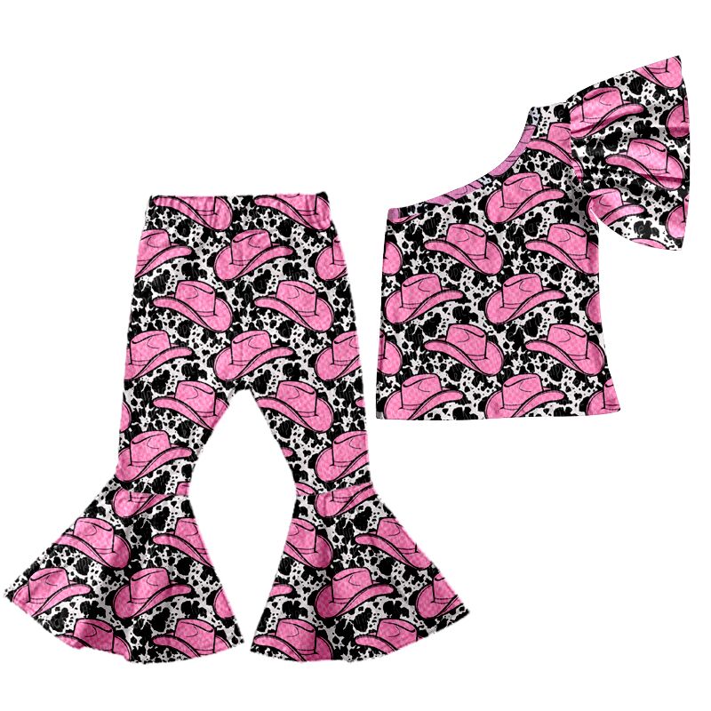 custom Girls one-sleeved long pants hat print moq 5