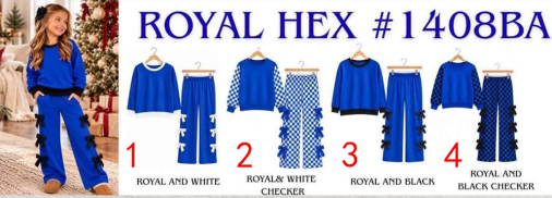 custom moq 5 mix size KAWT0102 Baby Girls Blue Long Sleeve Top And Bow Wide Leg Pants Outfit Set