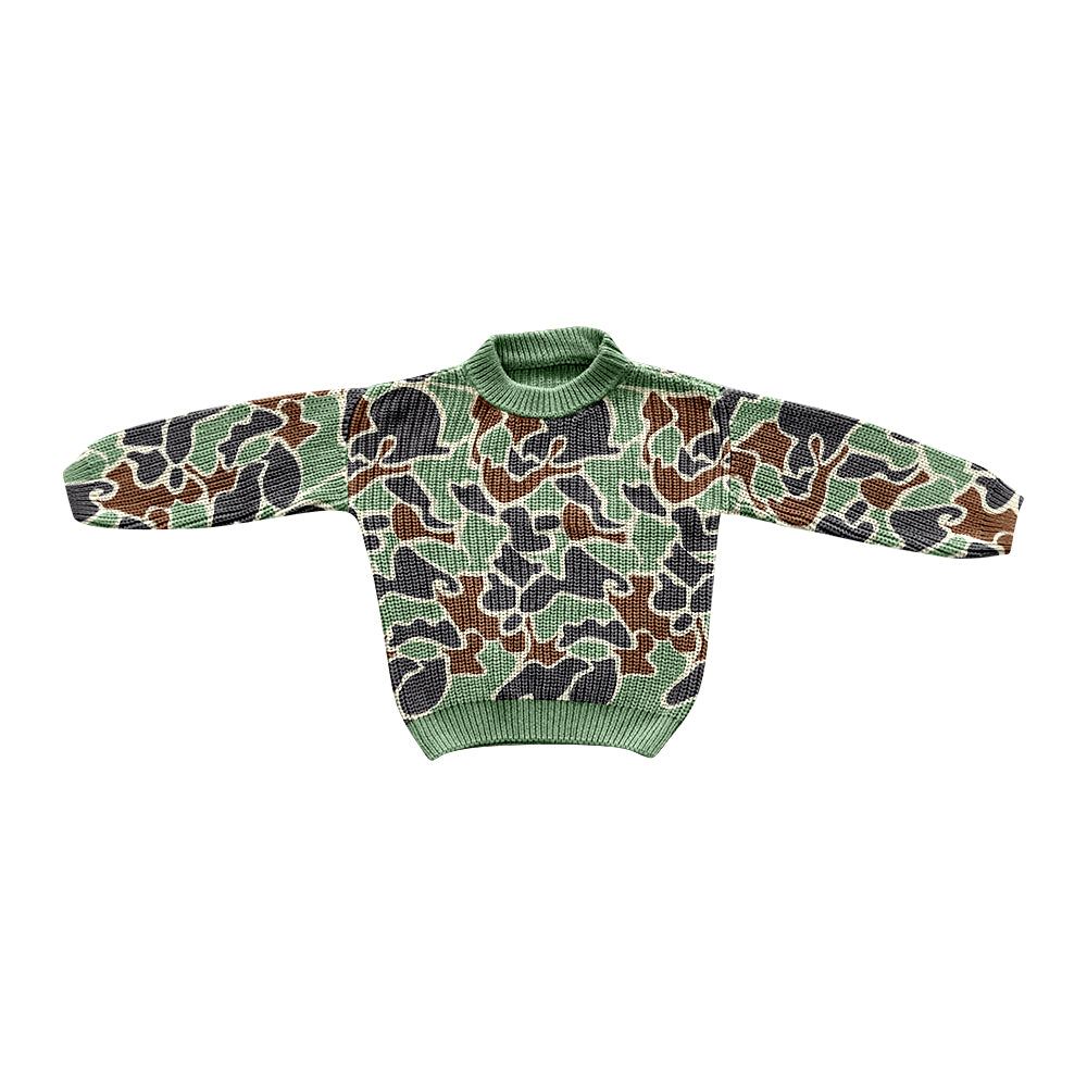 7.12 custom each style moq 5eta 4-6week baby boys clothes Camouflage Green Long Sleeve Sweater Cardigan