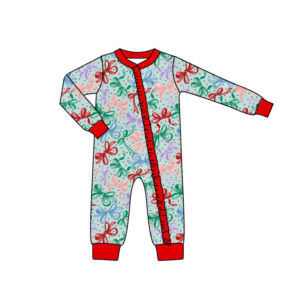 5.21custom each style moq 5eta 4-5week Sibling Sister Multicolor bow and red polka dots green and red lace girls set and dress and baby romper match family design