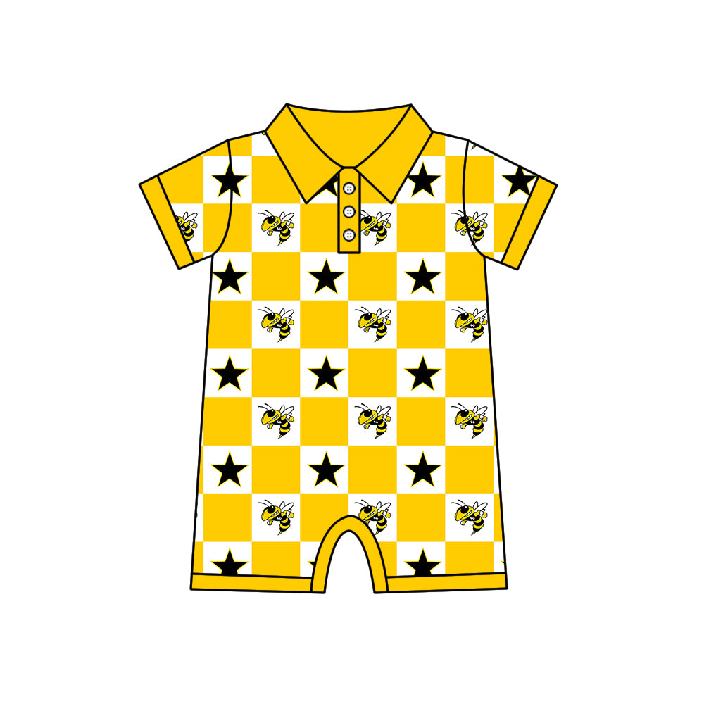 Custom moq 5 mix size milk silk summer teams Baby Girl Yellow Sleeveless Top Skirts Set Dress And Shorts Yoga Checked Outfit Boy's Checked Short-Sleeved Polo Shirt And Romper