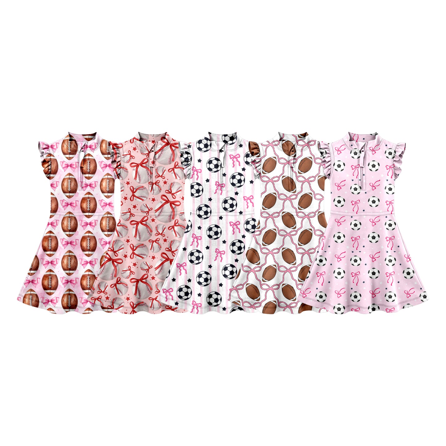 4.9 Custom moq 5 mix size Sibling Baby Girls Ball Sleeveless Knee-Length Zipper Yoga Dress