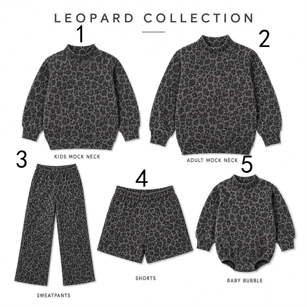 custom moq 5 mix size KHRN0101 Adult To Match Kids Print Mock Neck Long Sleeve Sweatshirt Wide Leg Sweatpants Casual Shorts Mock Neck Long Sleeve Bubble Romper