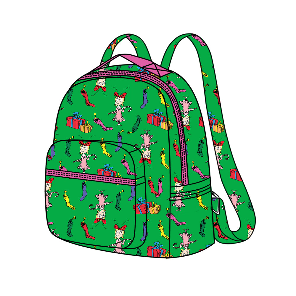 8.30 custom each style moq 5 eta 4-6weeks baby kids fashion Christmas green backpack