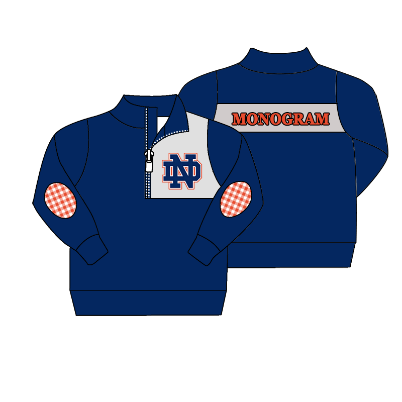 custom moq 5 mix size MSD071101 Baby Kids Long Sleeve Zip Up Pullover Casual Team Top
