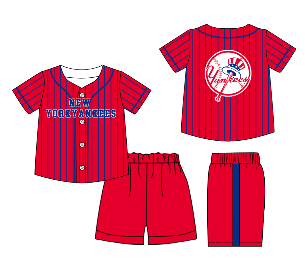 Custom moq 3 or 5 mix size milk silk summer teams baby boy clothes red short sleeve shorts sets-26.1.20