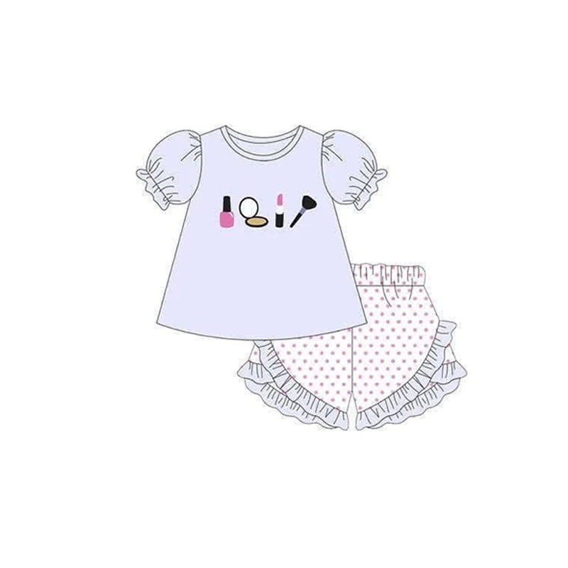 girls white short sleeve shorts summer suit