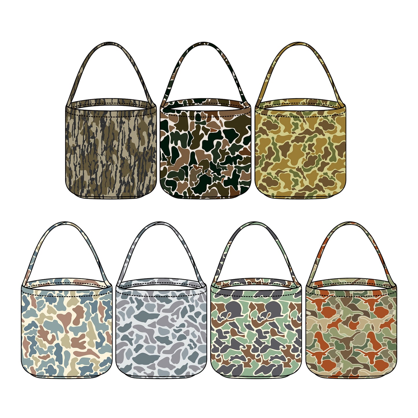 3.3 Custom moq 5 mix size Sibling Baby Camouflage Basket Bags