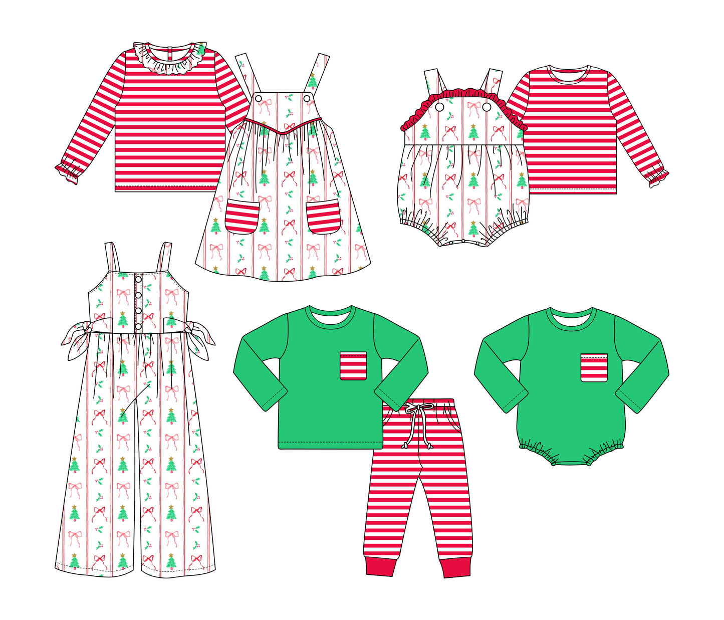 25.5.26 custom each style moq 5eta 4-6week Sibling Sisters bow baby boy long sleeve pants sets and dress and short sleeve rompers and long romper and top 1 and top 2 and jumpsuit match family design
