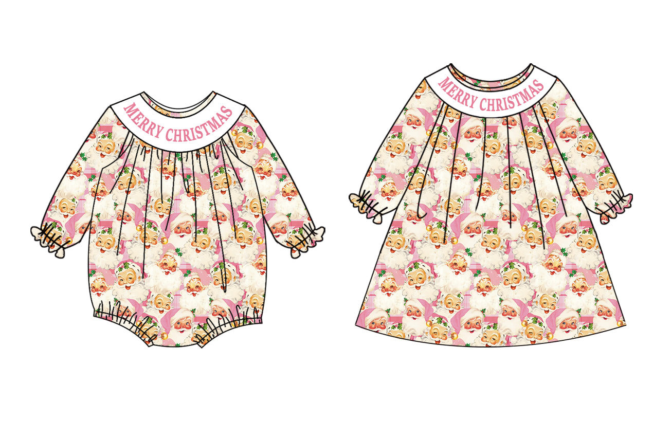 25.6.26 custom each style moq 5eta 4-6week Sibling Sisters Christmas baby girl long sleeve dress and rompers match family design