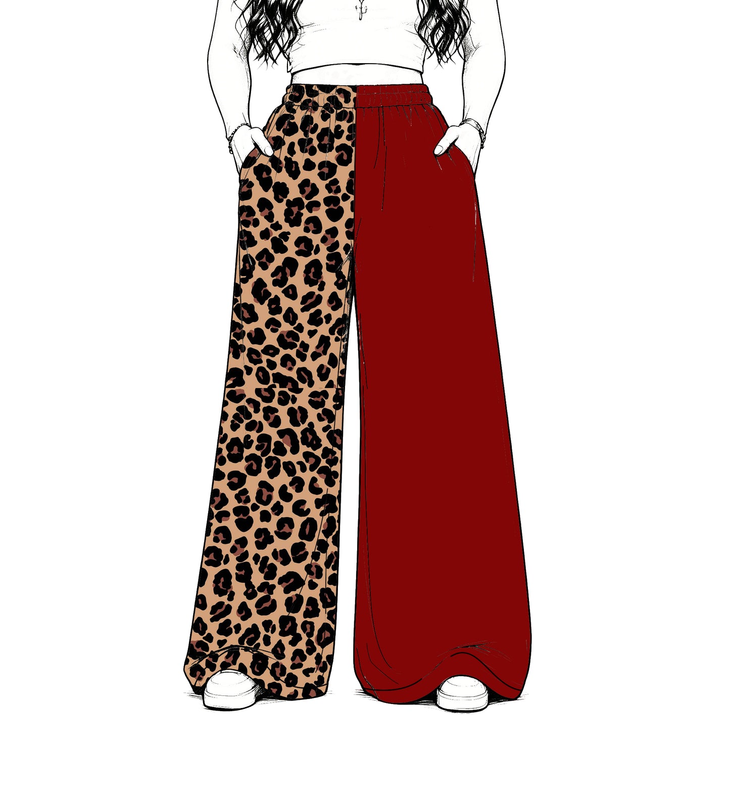 custom moq 5 mix size Baby Kids Maroon Leopard Patchwork Print Team Flare Pants Casual Bottom