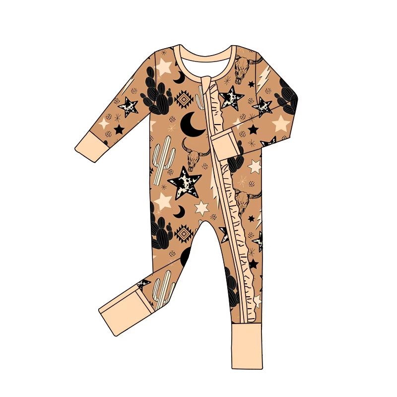 Custom moq 3 eta 6-8 weeks Black Moon Cactus Brown Long Socks Romper