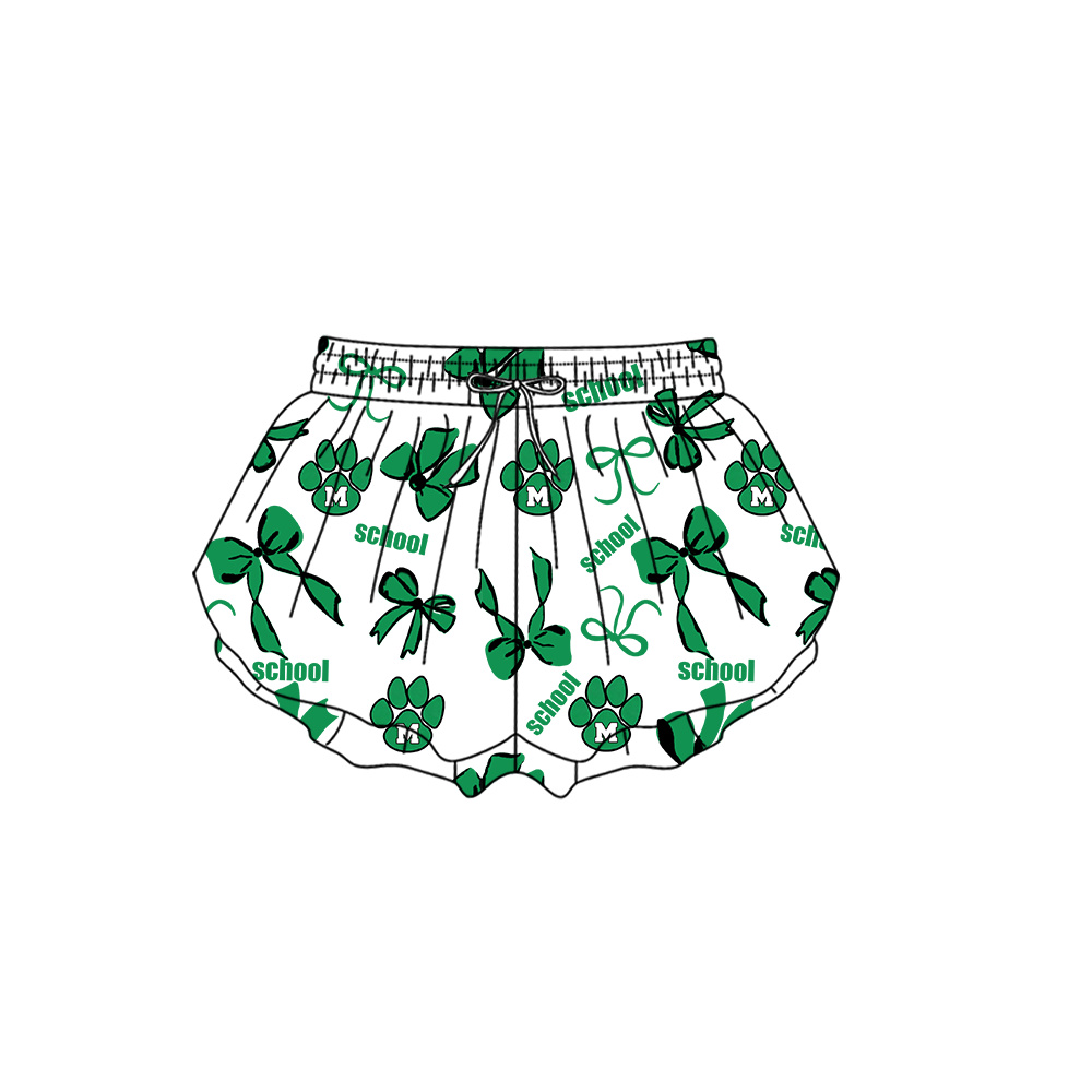custom moq 5 mix size MSD072901 Baby Girls Bows Print White Yoga Shorts Casual Active Wear Bottoms