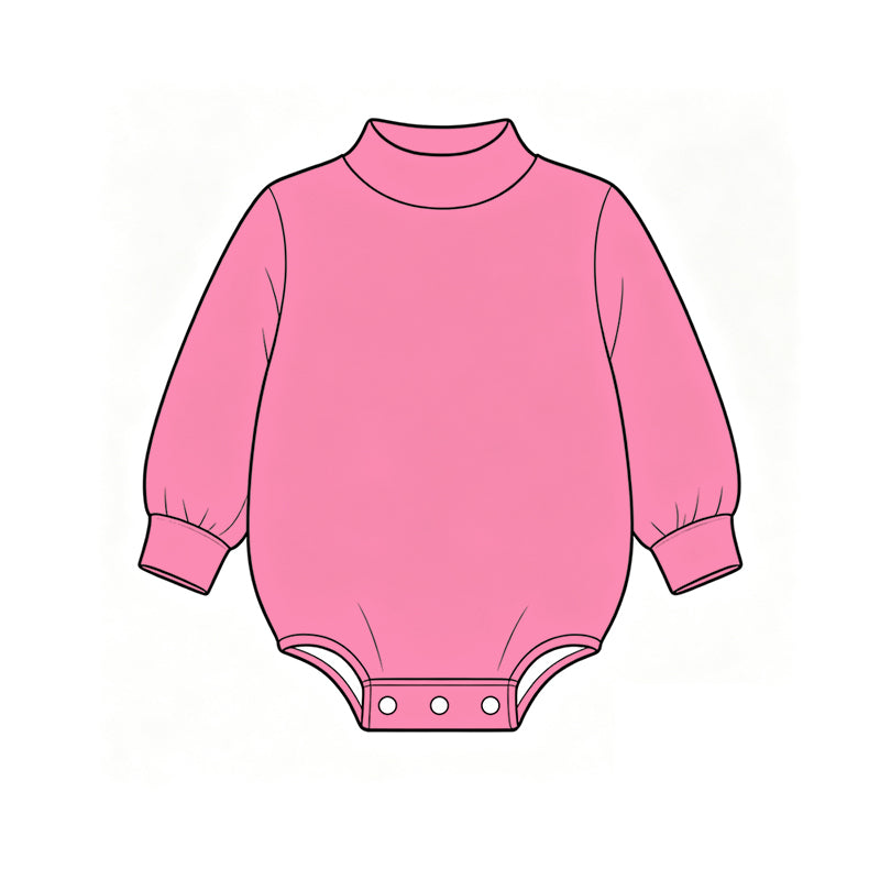 Custom moq 5 boys Blank Cotton Jumpsuit Dusty Pink Long-sleeve high-neck Jumpsuit