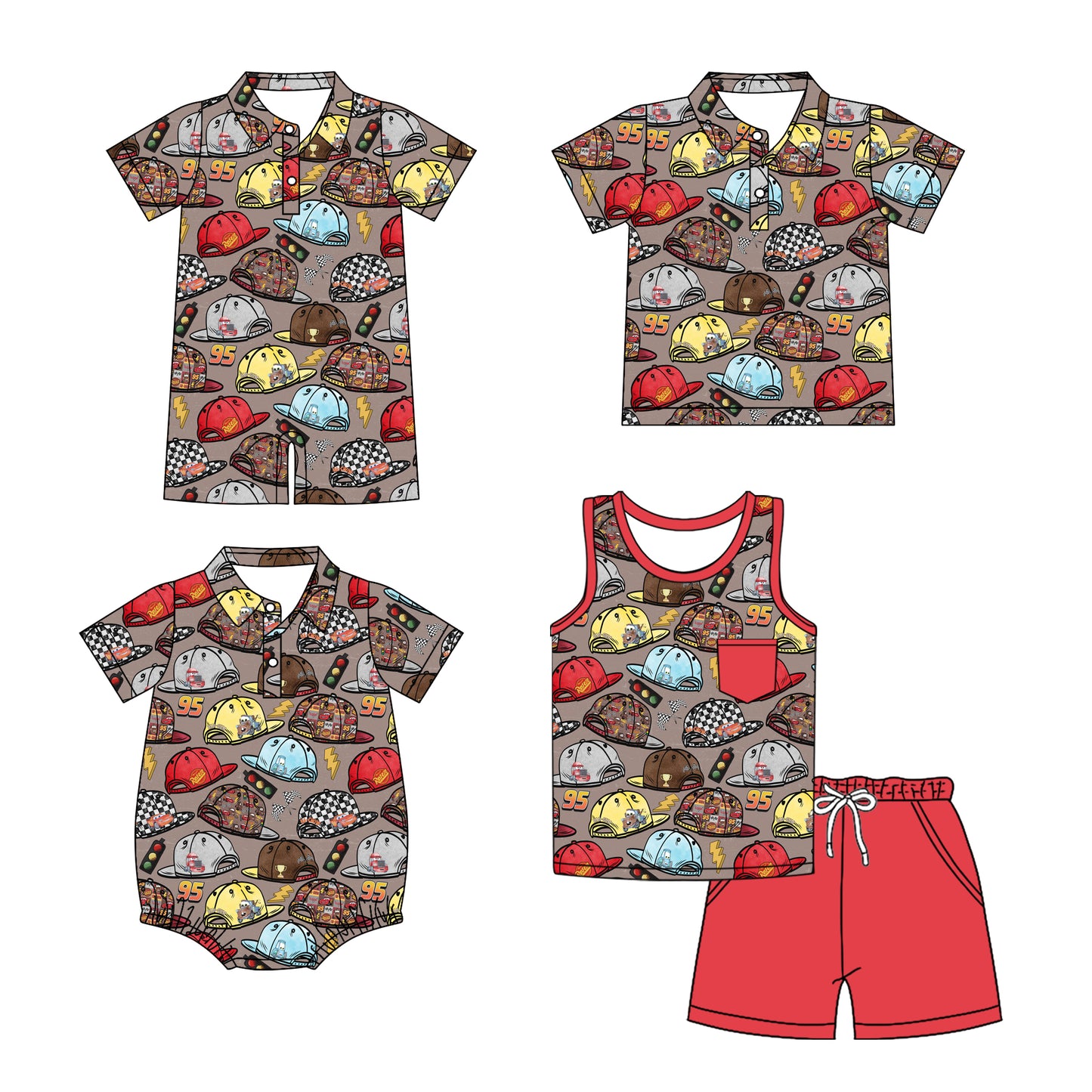 4.7 custom each style moq 5eta 4-6week Sibling Sister baby boy sets and boy rompers 1 and romper 2 and top match family design