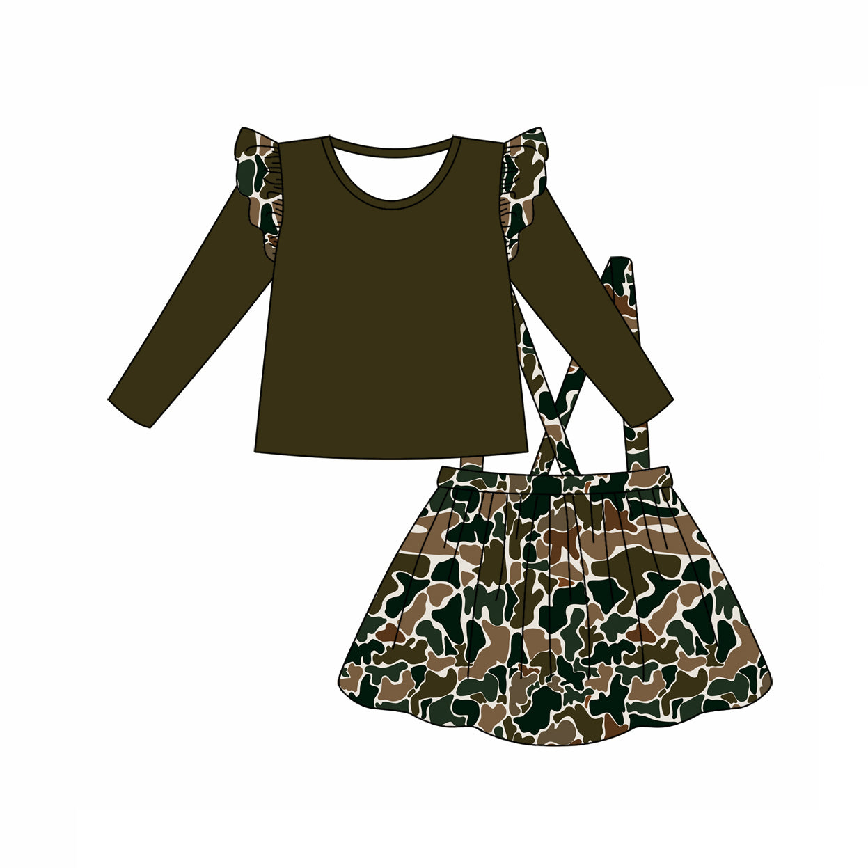 9.16 custom each style moq 5eta 4-6week baby girl clothes camouflage long sleeve suspender dress