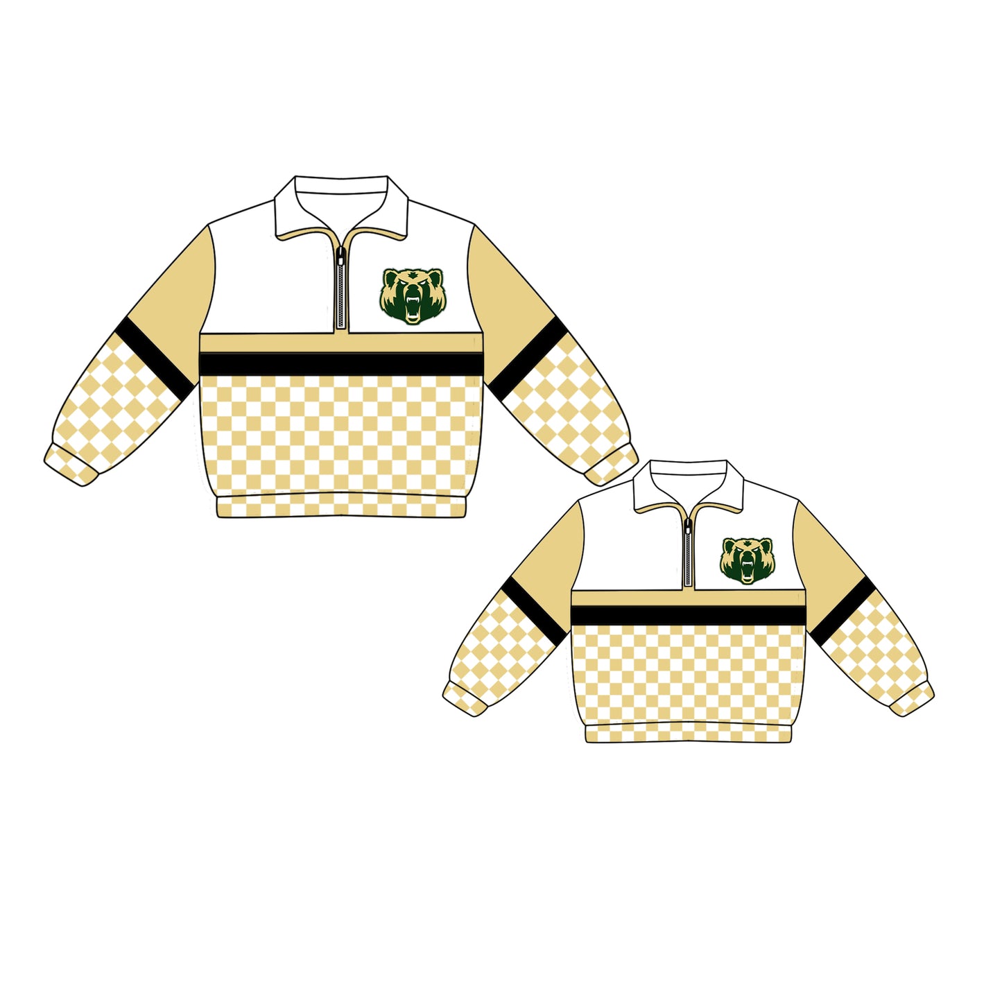 Custom moq 5 mix size milk silk summer teams Daddy and Me Checked Long Sleeve Team Pullover Tops