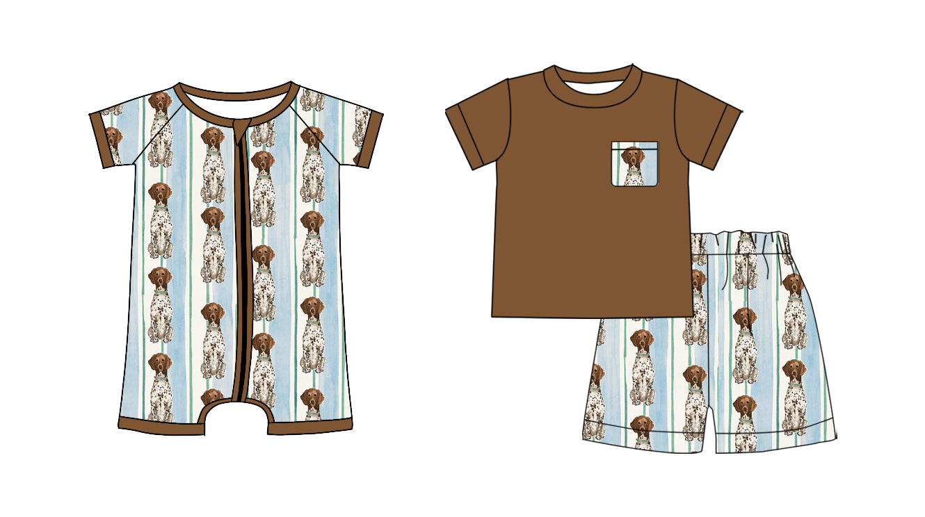 25.12.11 custom each style moq 5 eta 6-8week Sibling Sister puppy baby boy short sleeve shorts sets and romper match design