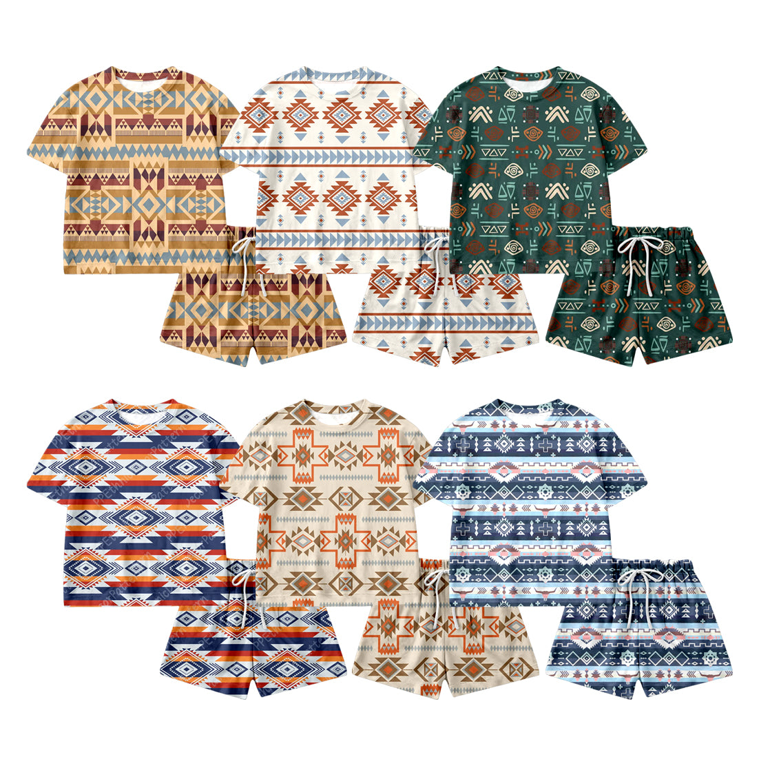 3.18 Custom moq 5 mix size Sibling Baby Girl's Short-Sleeved Top And Drawstring Shorts Set Cute Casual Outfit