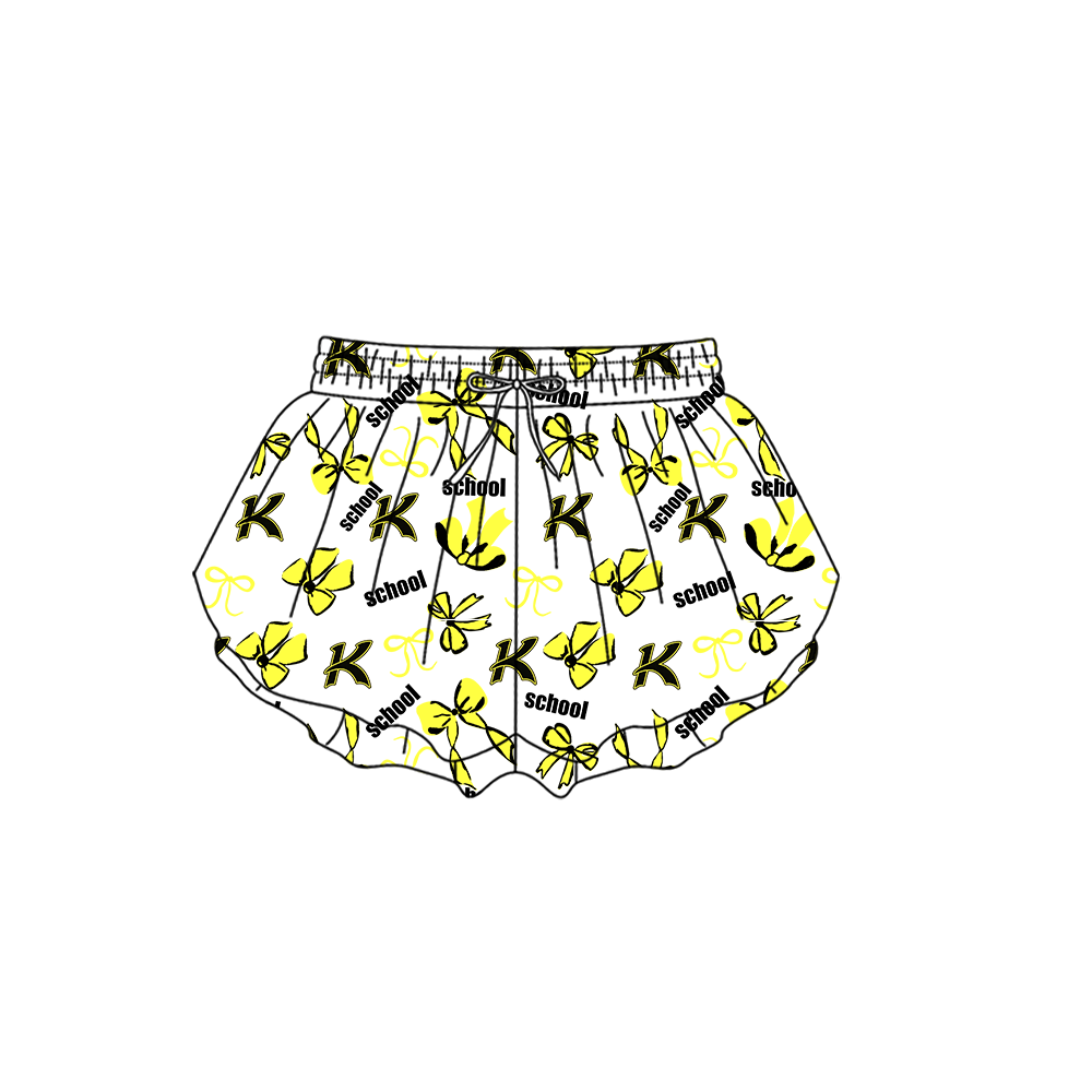 custom moq 5 mix size MSD072201 Baby Girls Bows Print Yoga Shorts Casual Active Bottoms