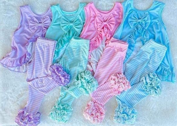 RTS NO MOQ baby girl clothes bow short sleeve pants sets
