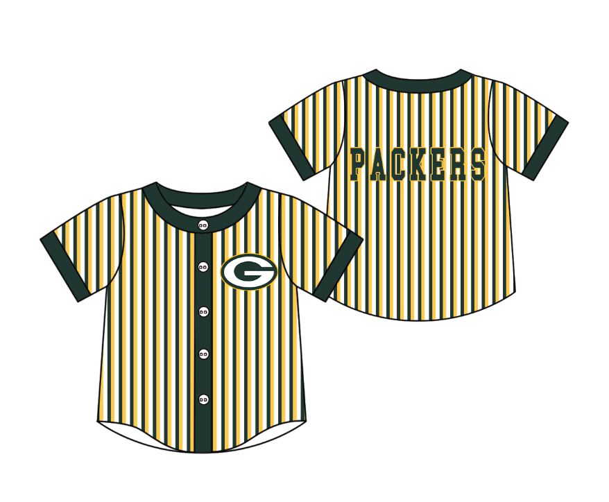 Custom moq 5 mix size milk silk summer teams Green Striped Short-Sleeved Button-Down Shirt for Baby Boy Summer Outfit