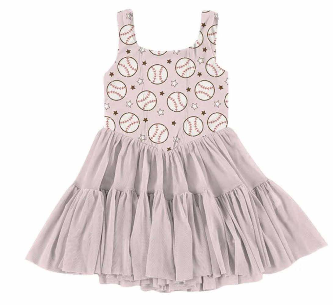 Custom moq 5 mix size Baby Girl Gray-Pink Sleeveless Knee Length Dress Summer Outfit