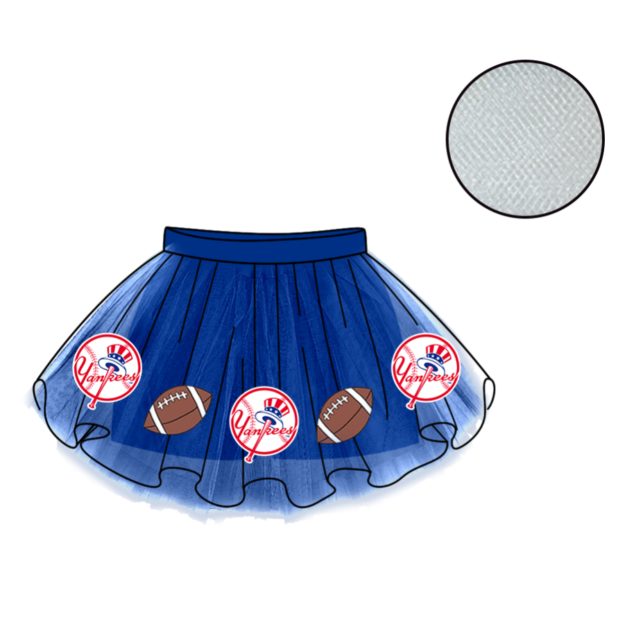 Custom moq 5 mix size milk silk summer teams Baby Girl's Blue Mesh Skirt Summer Outfit Team Clothing