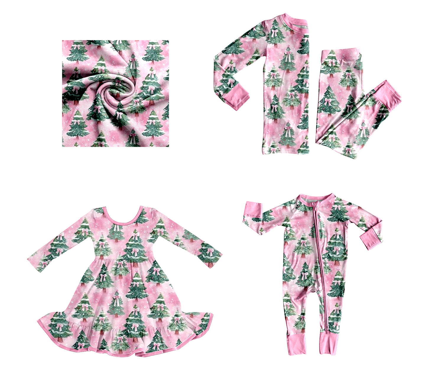 25.8.5 custom each style moq 5eta 4-6week Sibling Sisters Christmas trees baby girl long sleeve pants sets and dress and rompers match family design