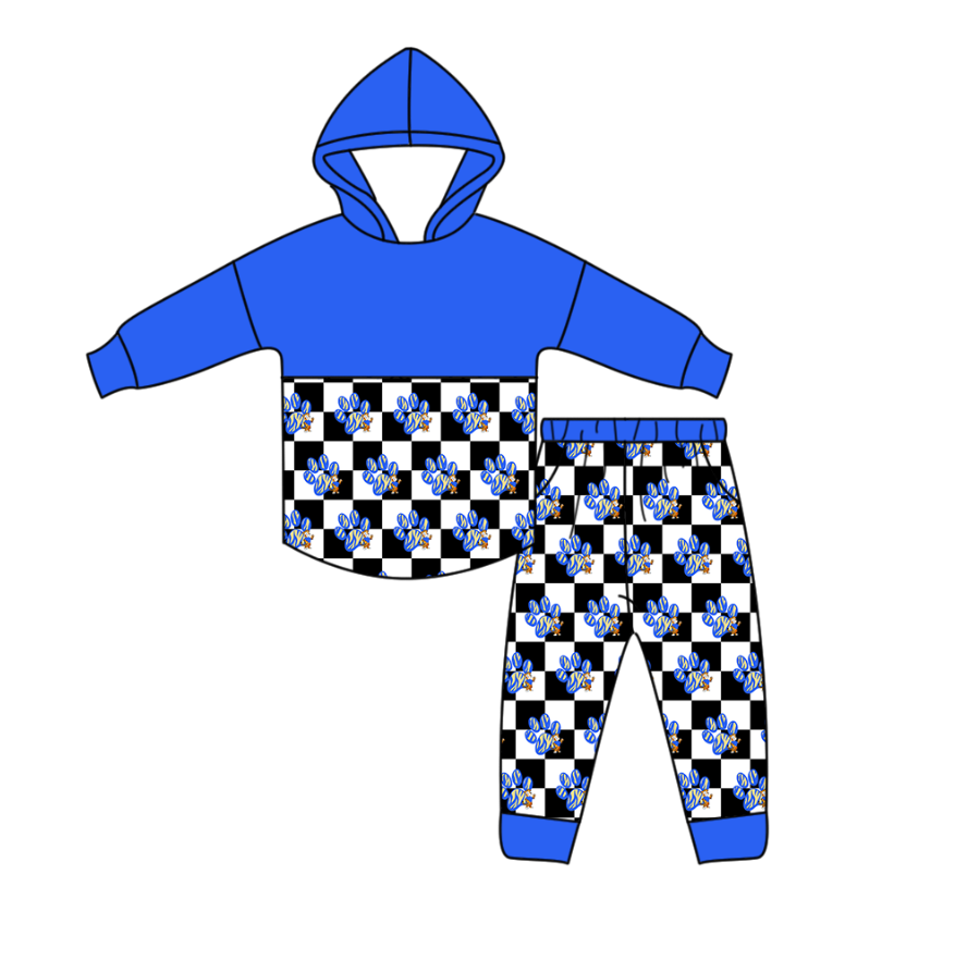 Custom moq 5 mix size eta 6-8weeks milk silk summer teams baby boy clothes blue hooded long sleeve pants sets-25.10.25