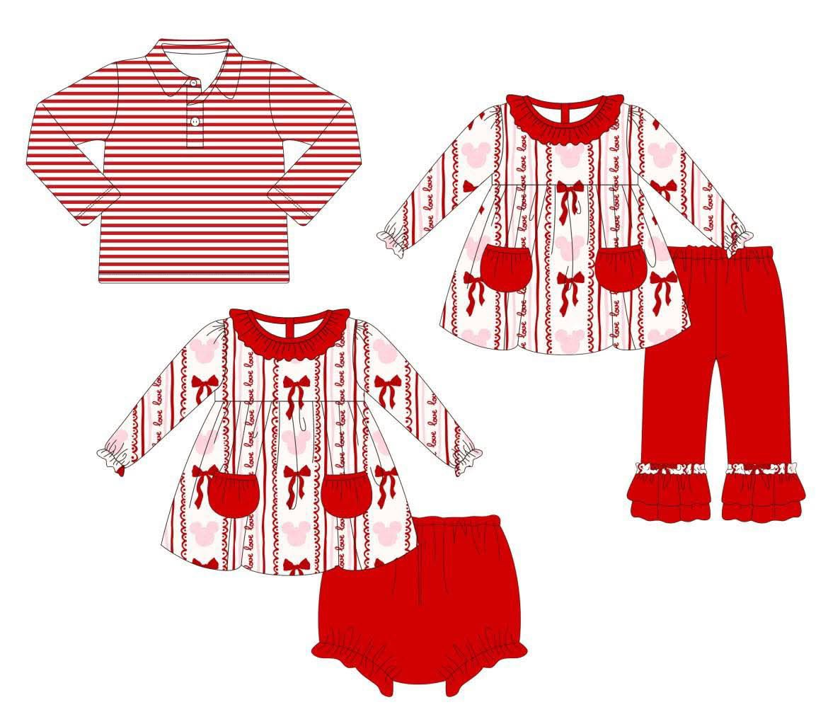 Custom moq 5 each style eta 6-7weeks baby girl clothes Christmas long sleeve pant sets and briefs sets and top-25.7.25