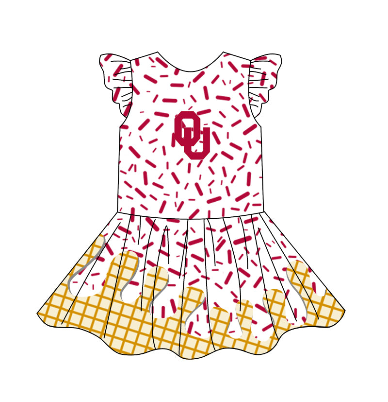 custom moq 3 eta 6-7weeks baby girls clothes team flying Sleeves Dress