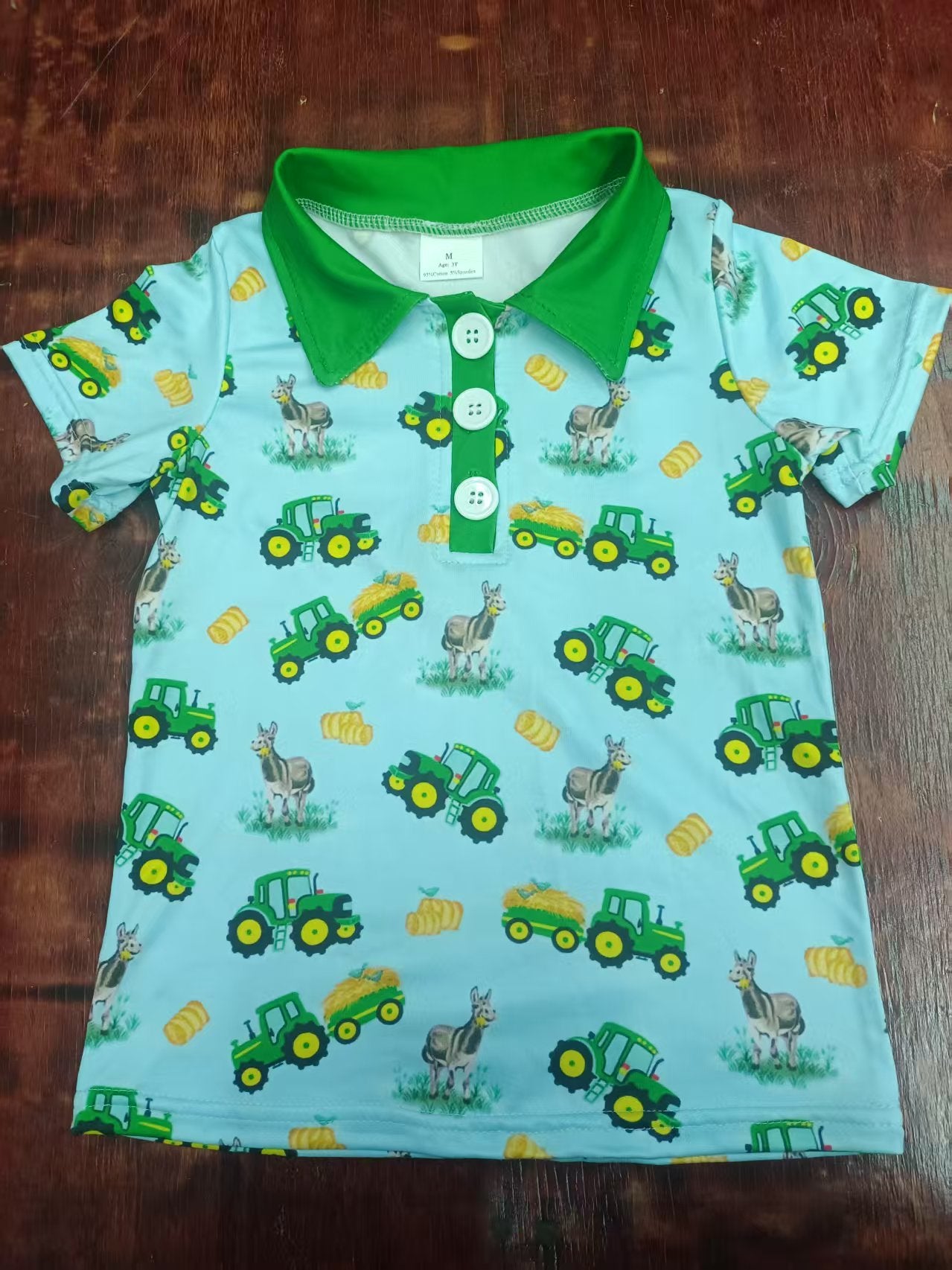 Custom moq 3 eta 6-7weeks baby boys clothes green button short sleeve shirt